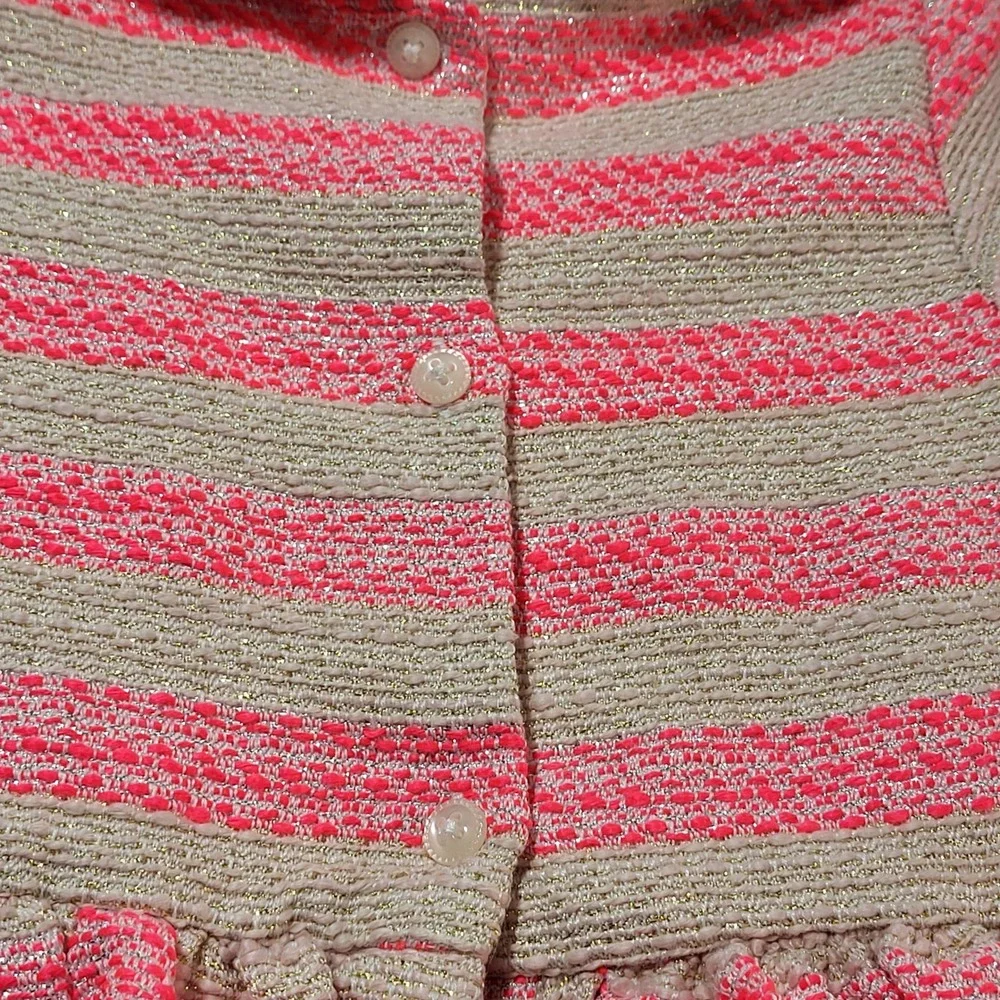 The Childrens Place Toddler‎ Girls Pink Gold Metallic Striped Party Dress 12-18M